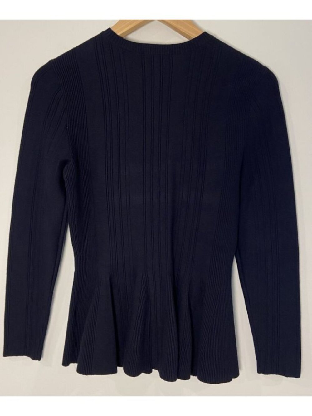 Ted Baker London Sweater Long Sleeve Peplum Navy Blue Size 1 US 4 - Picture 3 of 3
